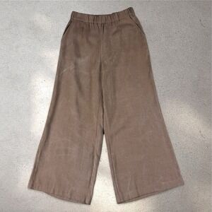 Vetta Capsule Sz XS Brown Pull-On Wide Leg Cropped Pant 100% Tencel Lagenlook